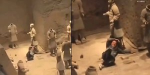 O τουρίστας προκάλεσε καταστροφές σε δύο από τις φιγούρες του Πήλινου Στρατού