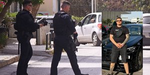Αστυνομικοί έξω από εισαγγελία όπου οδηγείται τράπερ