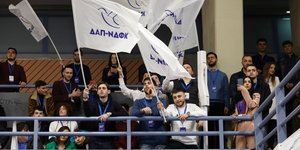 Φοιτητές της ΔΑΠ με σημαίες