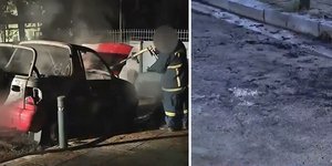 Το ΙΧ που τυλίχθηκε στις φλόγες στο Παγκράτι