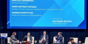 Χρήστος Γιορδαμλής, CEO Prisma Electronics, Κωνσταντίνος Παπαδάς, Πρόεδρος & Δ/νων Σύμβουλος Integrated Systems Development S.A. (ISD), Ιωάννης Μπρούτζος, Διευθυντής Πωλήσεων και Marketing Mevaco, Αλεξάνδρα Φωτάκη, Δημοσιογράφος