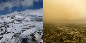 Χιονισμένο το Καϊμακτσαλάν (εικόνα αρχείου) και γεμάτη αφρικανική σκόνη η Κρήτη
