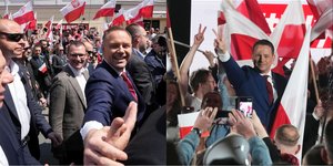 Οι δύο προεδρικοί υποψήφιοι στην Πολωνία, Κάρολ Ναβρότσκι και Ράφαλ Τρασκόφσκι