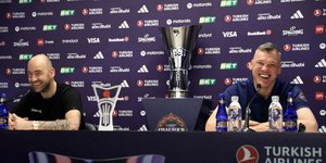 Σαρούνας Γιασικεβίτσιους και Βασίλης Σπανούλης στη συνέντευξη Τύπου του τελικού της Euroleague