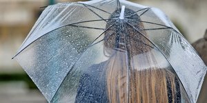 Γυναίκα κρατάει ομπρέλα για να προστατευτεί από την βροχή
