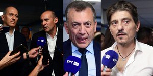 Από αριστερά: Παναγιώτης και Γιώργος Αγγελόπουλος, Γιάννης Βρούτσης, Δημήτρης Γιαννακόπουλος