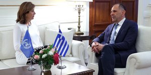 Ο Γιώργος Γεραπετρίτης με τη Μαρία Άνχελα Κουέγιαρ