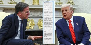 Ο πρόεδρος των ΗΠΑ Ντόναλντ Τραμπ με τον γ.γ. του ΝΑΤΟ, Μαρκ Ρούτε