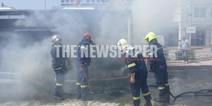 Φωτιά σε λεωφορείο στο Βόλο