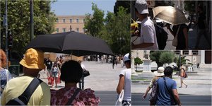Τουρίστες στο κέντρο της Αθήνας παρά την ανυπόφορη η ζέστη