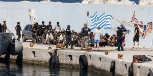 migrants in the island of crete