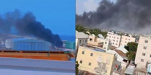 Μαύροι καπνοί στο σημείο της συντριβής του ελικοπτέρου στο αεροδρόμιο της Μογκαντίσου