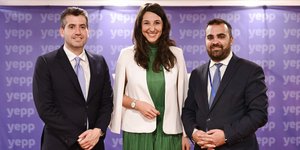 Ο Βασίλης Σακελλάρης, η Sofia Kirchner και ο Πρόεδρος της ΟΝΝΕΔ, Ορφέας Γεωργίου