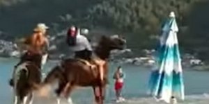 H στιγμή που τα άλογα καλπάζουν στην παραλία της Θάσου