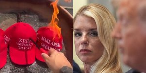 Οπαδοί του Ντόναλντ Τραμπ καίνει καπέλα MAGA για τον χειρσμό των φακέλων Έπσταϊν από την υπουργό Δικαιοσύνης Παμ Μπόντι