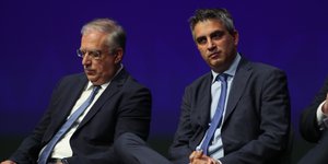 Ο Τάξης Θεοδωρικάκος και ο Χρίστος Δήμας δεξιά