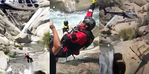 H δραματική διάσωση ορειβάτη από καταρράκτη στην Καλιφόρνια