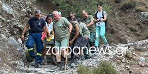 Διάσωση τραυματία στο φαράγγι της Σαμαριάς