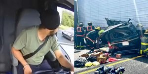 Μίνιβαν καρφώθηκε στη νταλίκα που έκανε παράνομη αναστροφή στη Φλόρινα