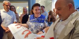 H Λίνα Μενδώνη στα εγκαίνια του μουσείο της Λήμνου