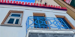 μπαλκονι μπλε καγκελα 