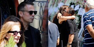 Ο Ντέμης Νικολαΐδης στην κηδεία της Αλεξάνδρας Νικολαΐδου 