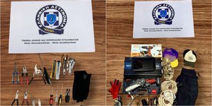 Τα εργαλεία που χρησιμοποιούσαν τα μέλη της σπείρας για τις κλοπές