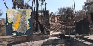 Η καμένη έκταση από τη φωτιά στην Κερατέα