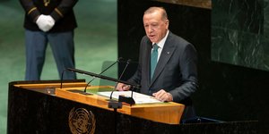 Ο Ρετζέπ Ταγίπ Ερντογάν στο βήμα της Γ.Σ. του ΟΗΕ 