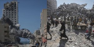 Καπνοί και ερείπια από την ισραηλινή επίθεση στη Γάζα