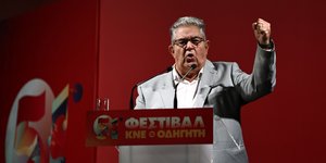 Ο Δημήτρης Κουτσούμπας στην ομιλία του στο 51ο Φεστιβάλ ΚΝΕ-«Οδηγητή»