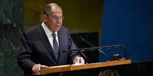 Ο Ρώσος ΥΠΕΞ, Σεργκέι Λαβρόφ από το βήμα του ΟΗΕ