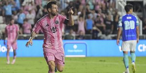 Ο Λιονέλ Μέσι πανηγυρίζει ένα από τα γκολ του με την Ίντερ Μαϊάμι