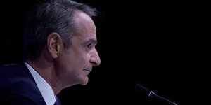 O Κυριάκος Μητσοτάκης στη συνέντευξη τύπου της φετινής ΔΕΘ