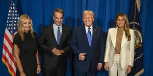 Μαρέβα και Κυριάκος Μητσοτάκης με τον Ντόναλντ και τη Μελάνια Τραμπ