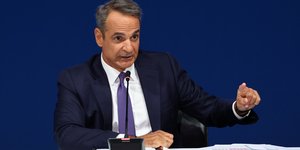 Ο πρωθυπουργός, Κυριάκος Μητσοτάκης στη συνέντευξη Τύπου στη ΔΕΘ