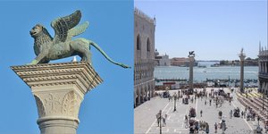To φτερωτό λιοντάρι δεσπόζει στην πλατεία του Αγίου Μάρκου στη Βενετία 