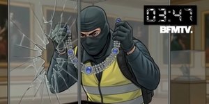 Στιγμιότυπο από την γραφική αναπαράσταση της κλοπής στο Λούβρο του BFMTV