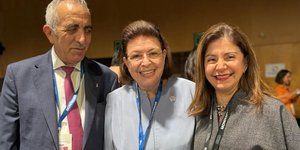 Η Λίνα Μενδώνη με τον Υπουργό Πολιτισμού της Ιορδανίας Mostafa Al-Rawashdeh και την πριγκίπισσα Danna Firras.