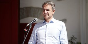 Ο Κυριάκος Μητσοτάκης στην Αμοργό