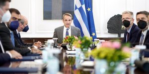 Ο Κυριάκος Μητσοτάκης στο υπουργικό