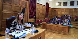 Η προϊσταμένη Αγροτικής Ανάπτυξης και Αλιείας του ΟΠΕΚΕΠΕ Αρ. Βολιτάκη στην εξεταστική επιτροπή