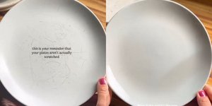 Πιάτο με τα σημάδια που μοιάζουν με γρατζουνιές και χωρίς αυτά