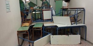 Εικόνες καταστροφής σε σχολείο στη Ραφήνα