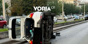 Ανατροπή ΙΧ στη Θεσσαλονίκη