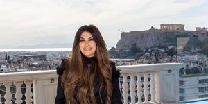 H Kίμπερλι Γκίλφοϊλ πριν την συνέντευξή της στον ΑΝΤ1