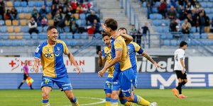 Πανηγυρισμοί των παικτών του Αστέρα Τρίπολης