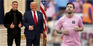 Κριστιάνο Ρονάλντο και Ντόναλντ Τραμπ στο Οβάλ Γραφείο (αριστερά) και ο Λιονέλ Μέσι (δεξιά) 