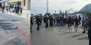 Επεισόδια στη Σούδα μεταξύ διαδηλωτών και ΜΑΤ στο πλαίσιο της άφιξης κρουαζιερόπλοιου με Ισραηλινούς τουρίστες