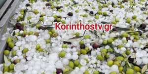 Μεγάλες καταστροφές από την χαλαζόπτωση στην Κορινθία